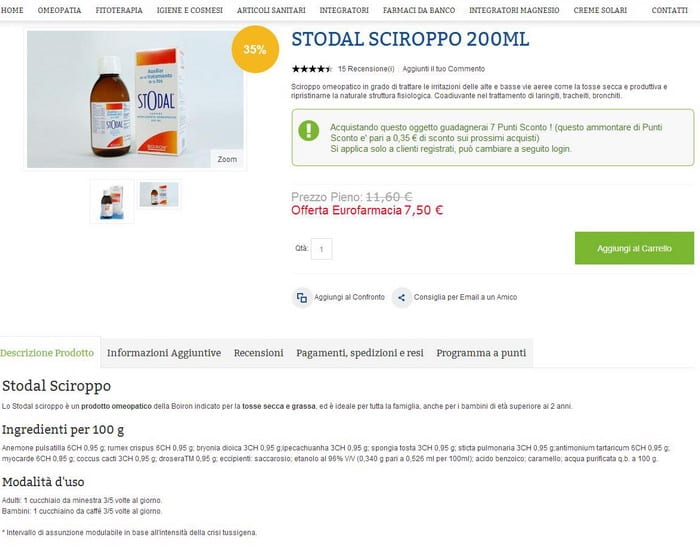 Esempio di scheda prodotto con tasso di conversione al 3,6%