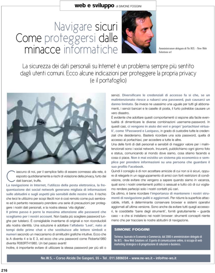 Aprile 2014 – Navigare sicuri. Come proteggersi dalle minacce informatiche