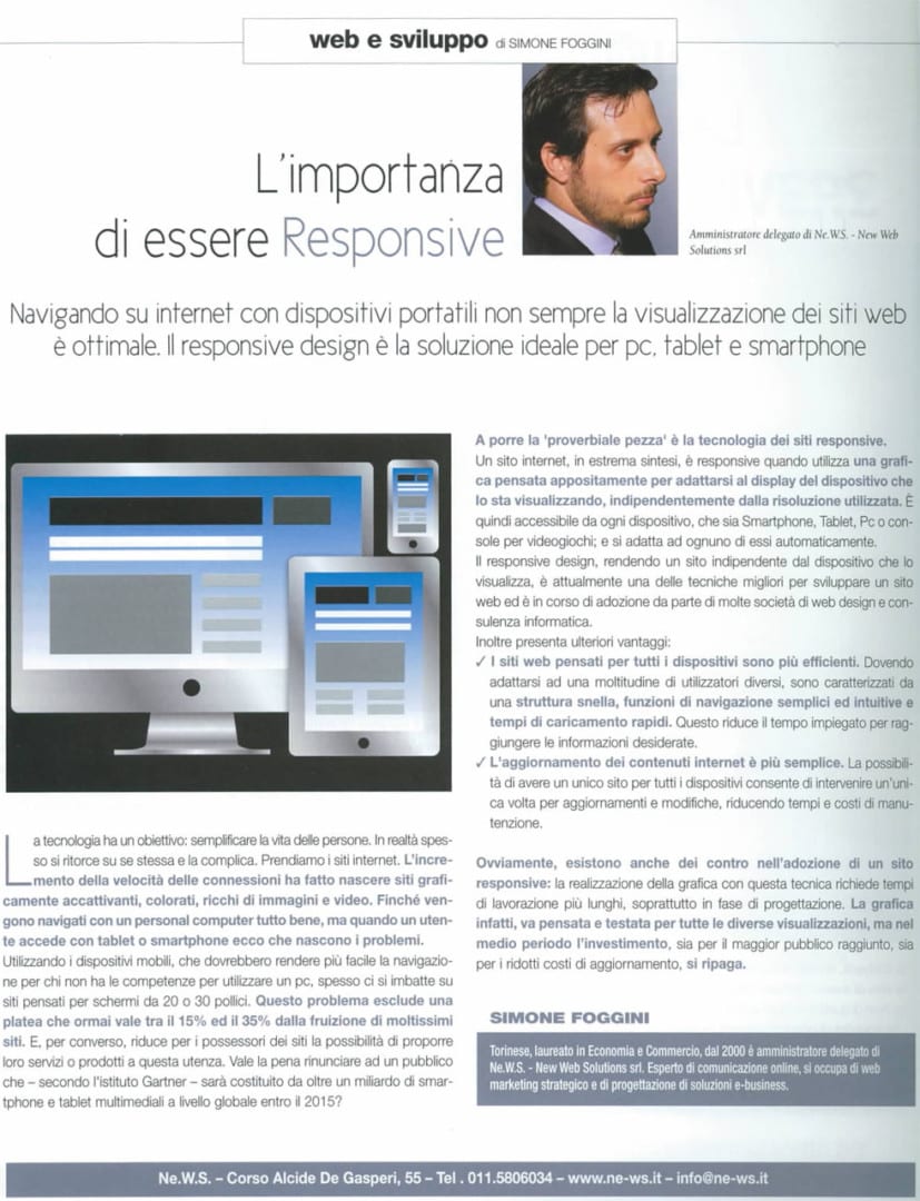 Responsive Design - Articolo Torino Magazione Giugno 2014